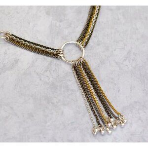 17 inch, Vintage Multi Chain Tassel Necklace Made by Avon - CP1